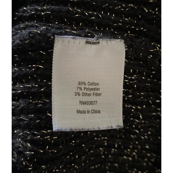 ANA Womens Size XS Black Sparkly Gold Long Sleeve Pullover V Neck Sweater - Picture 8 of 8